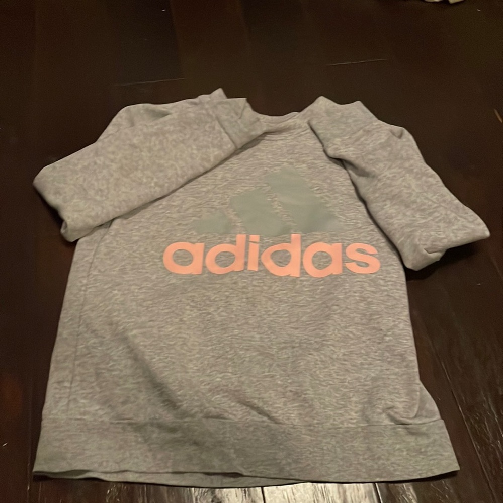 Grey and pink Adidas crewneck sweater